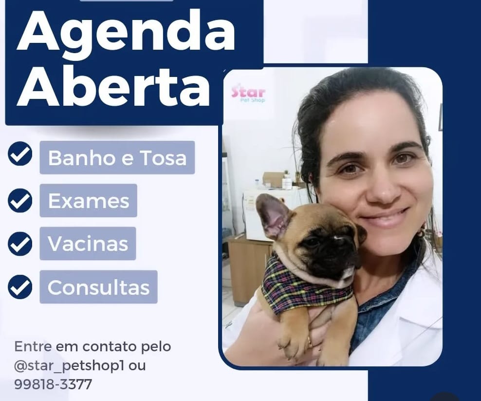 Dra. Roseni com um cachorro na Star Pet Shop